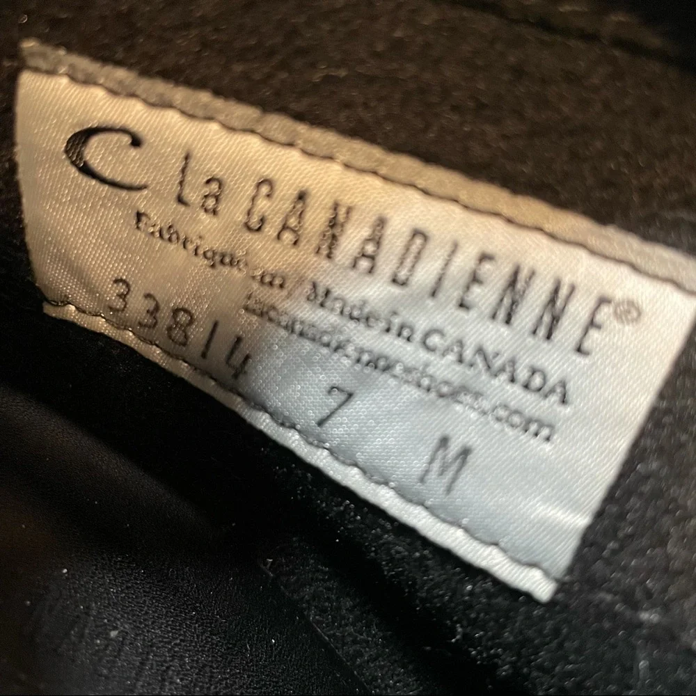La Canadienne Oliver Waterproof Suede Bootie Black Ankle Boots Stacked Heel 7 - Picture 11 of 12